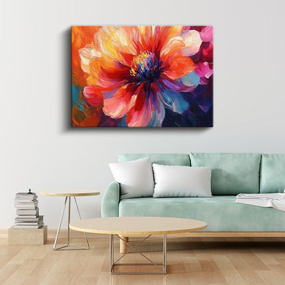 Renkli Şakayık - Canlı Tonlarda Yağlı Boya Çiçek Portresi Kanvas Tablo