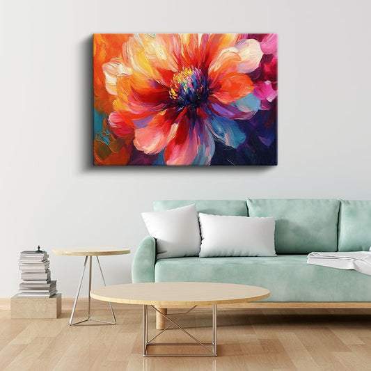 Renkli Şakayık - Canlı Tonlarda Yağlı Boya Çiçek Portresi Kanvas Tablo