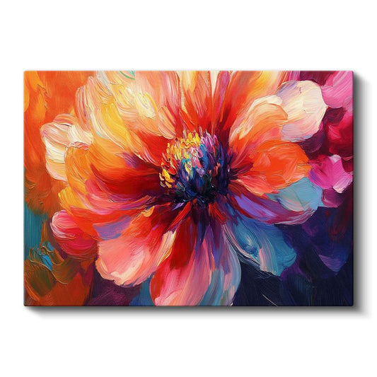 Renkli Şakayık - Canlı Tonlarda Yağlı Boya Çiçek Portresi Kanvas Tablo