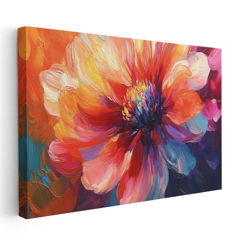Renkli Şakayık - Canlı Tonlarda Yağlı Boya Çiçek Portresi Kanvas Tablo