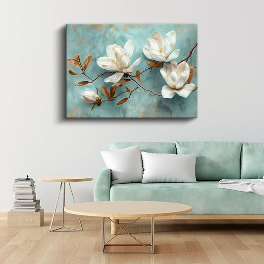 Kuru Çiçekler - Kahverengi Fonda Doğal Bitki Kompozisyonu Kanvas Tablo