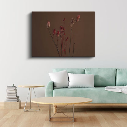 Beyaz Çiçek Ağacı - Altın Gövdeli Zarif Dekoratif Heykel Kanvas Tablo