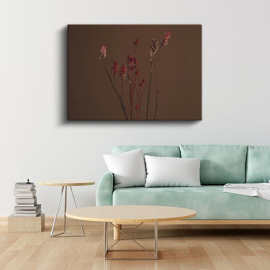 Beyaz Çiçek Ağacı - Altın Gövdeli Zarif Dekoratif Heykel Kanvas Tablo