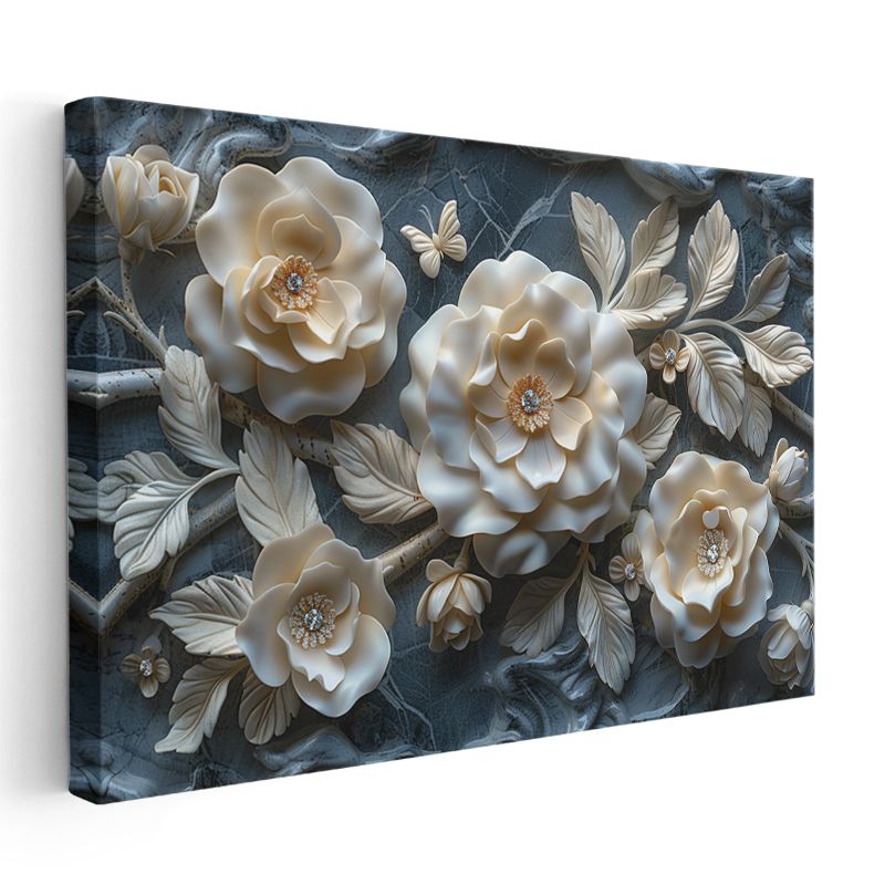 Şakayık Buketi - Vintage Tarzı Romantik Çiçek Portresi Kanvas Tablo