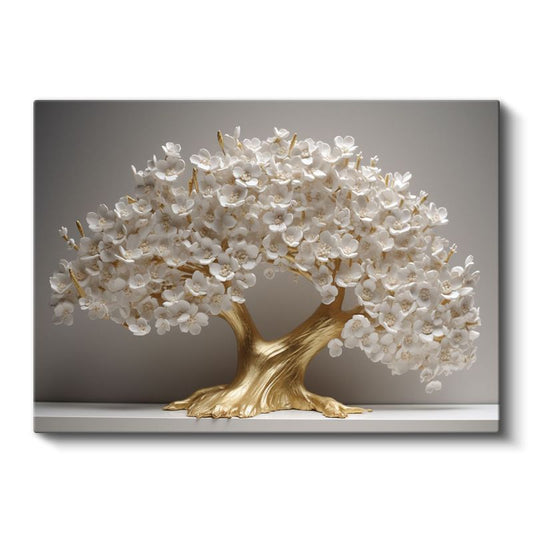 Beyaz Papatyalar - Turkuaz Fonda Kabartma Görünümlü Çiçek Deseni Kanvas Tablo