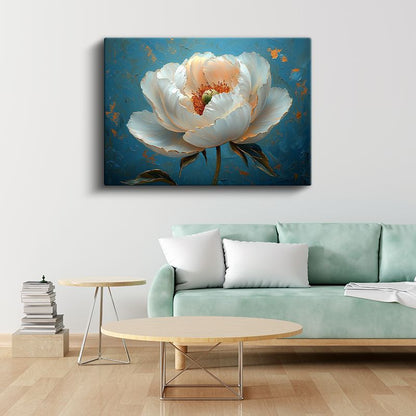 Altın Nilüfer - Dalgalı Suda Işıltılı Çiçek Portresi Kanvas Tablo