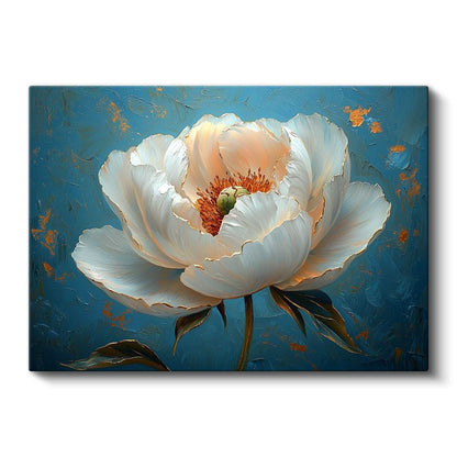 Altın Nilüfer - Dalgalı Suda Işıltılı Çiçek Portresi Kanvas Tablo