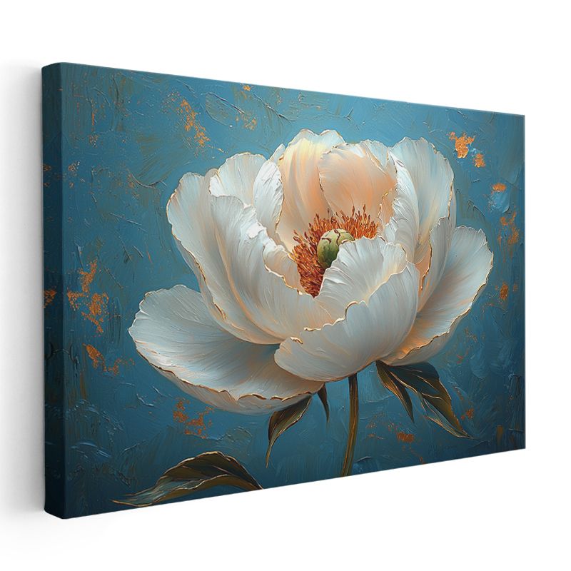 Altın Nilüfer - Dalgalı Suda Işıltılı Çiçek Portresi Kanvas Tablo