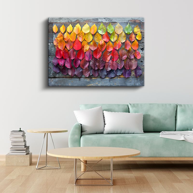 Sonbahar Renkleri - Degrade Yaprak Dizilimi Kanvas Tablo