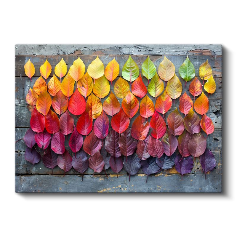 Sonbahar Renkleri - Degrade Yaprak Dizilimi Kanvas Tablo
