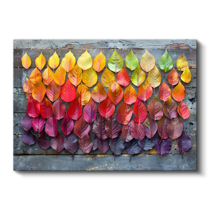 Sonbahar Renkleri - Degrade Yaprak Dizilimi Kanvas Tablo