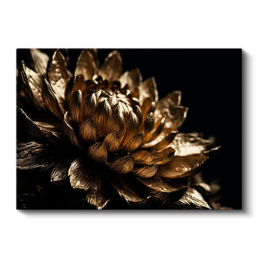 Altın Çiçek - Metalik Görünümlü Sanatsal Tasarım Kanvas Tablo
