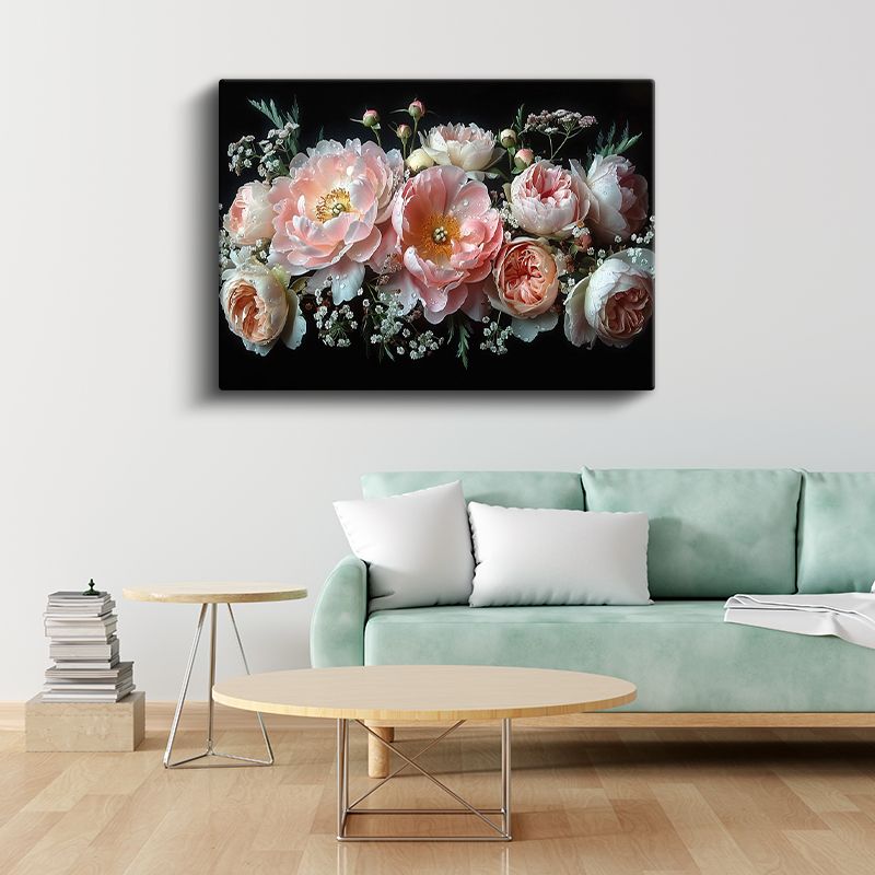 Şakayık Buketi - Zarif Pembe Tonlarda Çiçek Kompozisyonu Kanvas Tablo