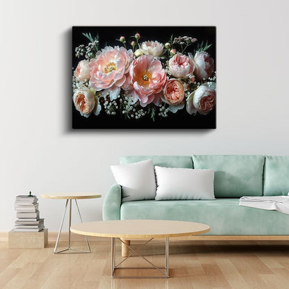 Şakayık Buketi - Zarif Pembe Tonlarda Çiçek Kompozisyonu Kanvas Tablo