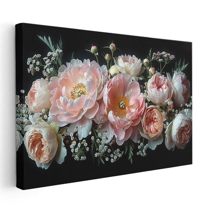 Şakayık Buketi - Zarif Pembe Tonlarda Çiçek Kompozisyonu Kanvas Tablo