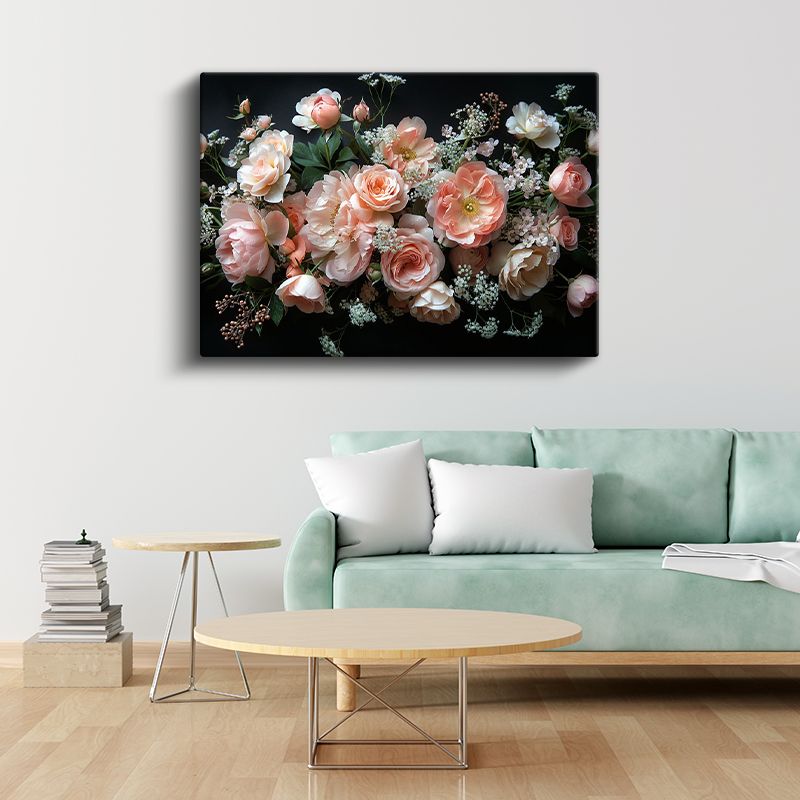 Romantik Güller - Pastel Pembe Tonlarda Zarif Buket Kanvas Tablo