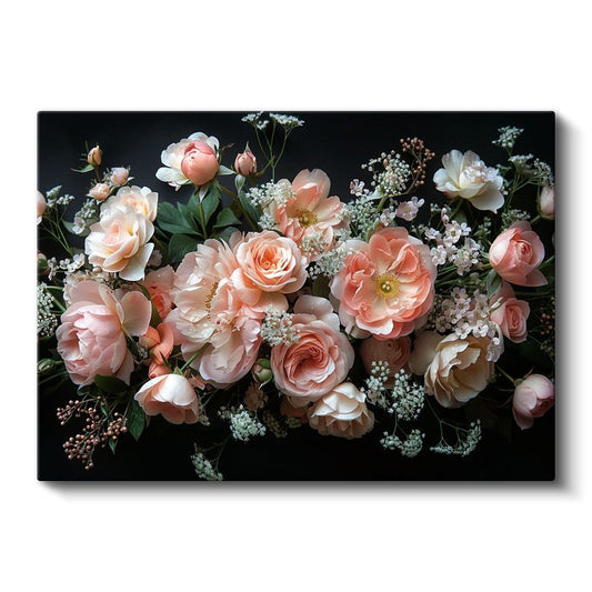 Romantik Güller - Pastel Pembe Tonlarda Zarif Buket Kanvas Tablo