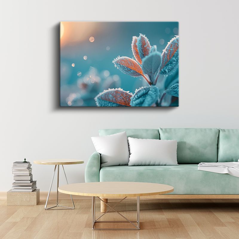 Kristal Yapraklar - Gün Doğumunda Buz Parıltılı Detaylar Kanvas Tablo