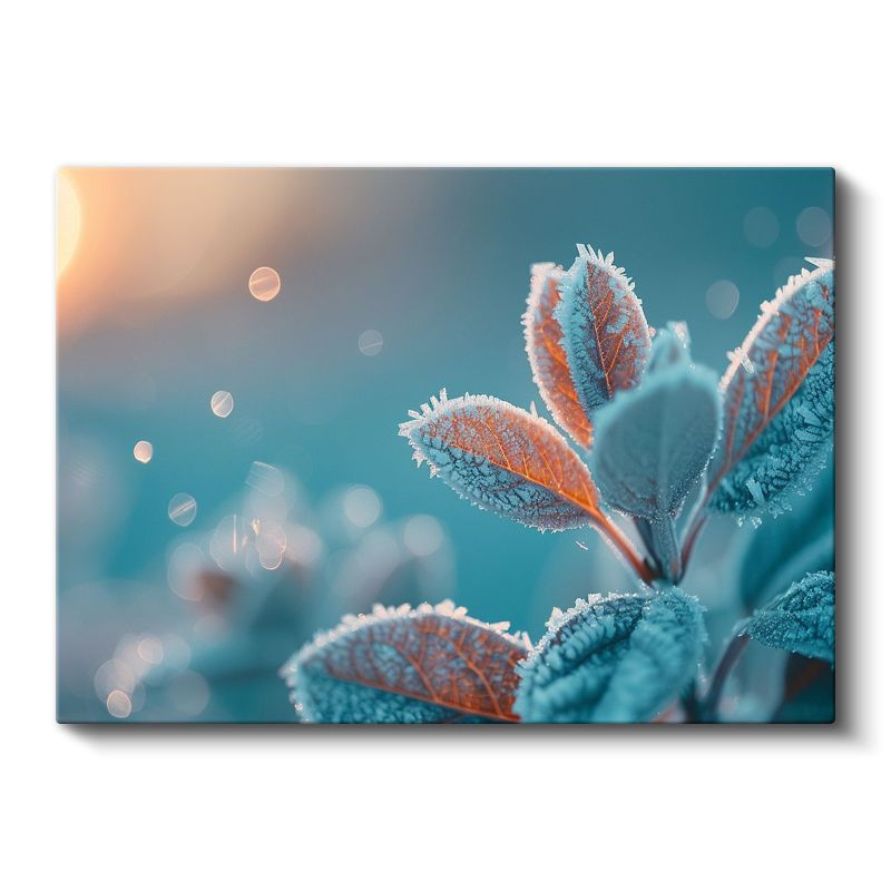 Kristal Yapraklar - Gün Doğumunda Buz Parıltılı Detaylar Kanvas Tablo