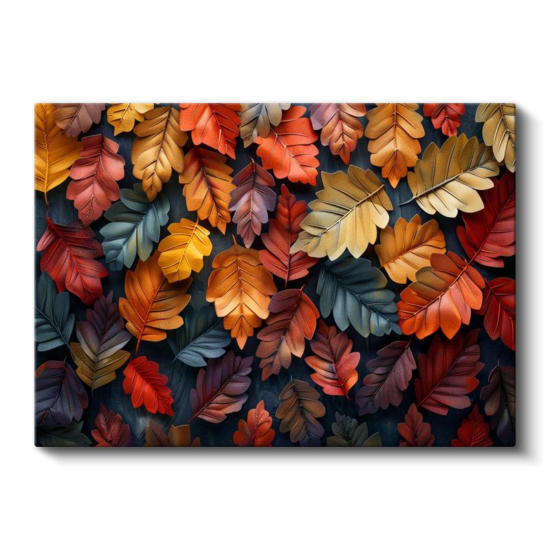 Sonbahar Yaprakları - Renkli Meşe Yaprağı Koleksiyonu Kanvas Tablo