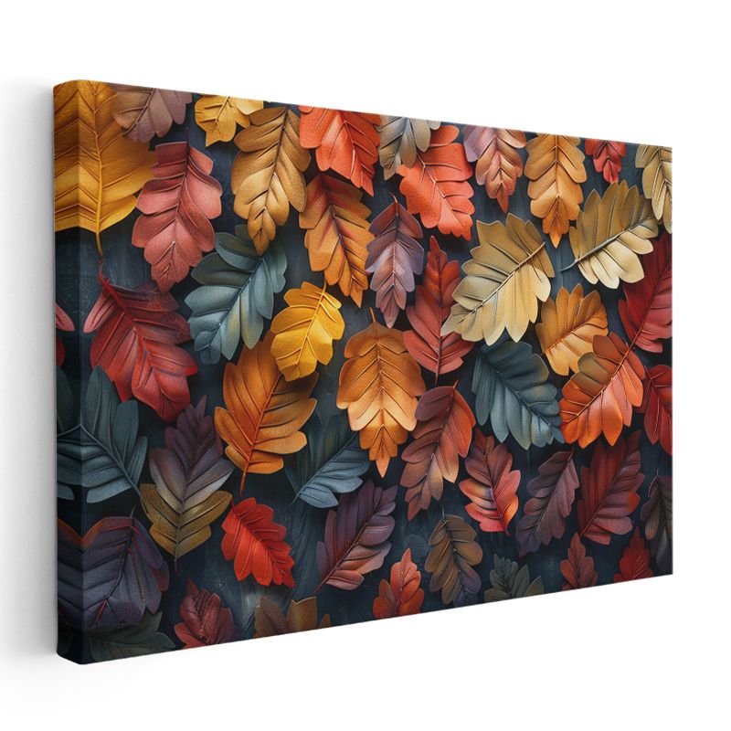 Sonbahar Yaprakları - Renkli Meşe Yaprağı Koleksiyonu Kanvas Tablo