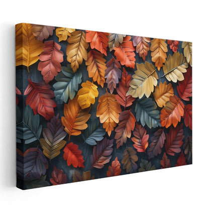 Sonbahar Yaprakları - Renkli Meşe Yaprağı Koleksiyonu Kanvas Tablo