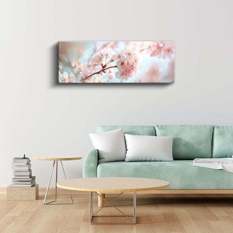 Kiraz Çiçekleri - Pastel Tonlarda Bahar Dalı Kanvas Tablo