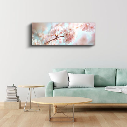 Kiraz Çiçekleri - Pastel Tonlarda Bahar Dalı Kanvas Tablo