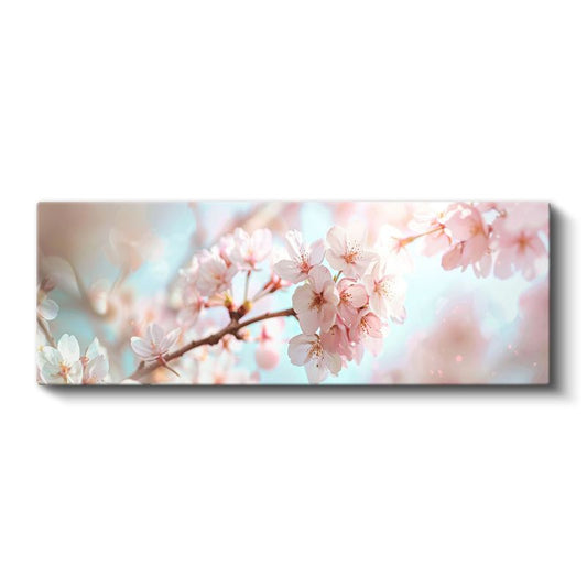 Kiraz Çiçekleri - Pastel Tonlarda Bahar Dalı Kanvas Tablo