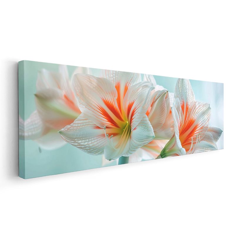 Beyaz Zambaklar - Turuncu Merkezli Zarif Çiçek İkilisi Kanvas Tablo