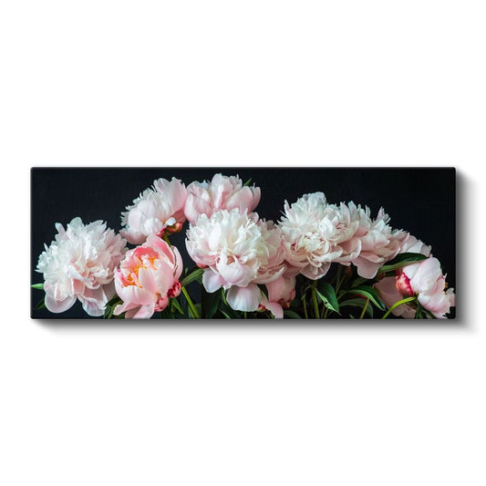 Pembe Güller - Turkuaz Fonda Kabartma Görünümlü Çiçek Serisi Kanvas Tablo