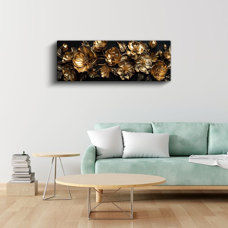 Pembe Kiraz Çiçekleri - Turkuaz Şeritli Modern Tasarım Kanvas Tablo