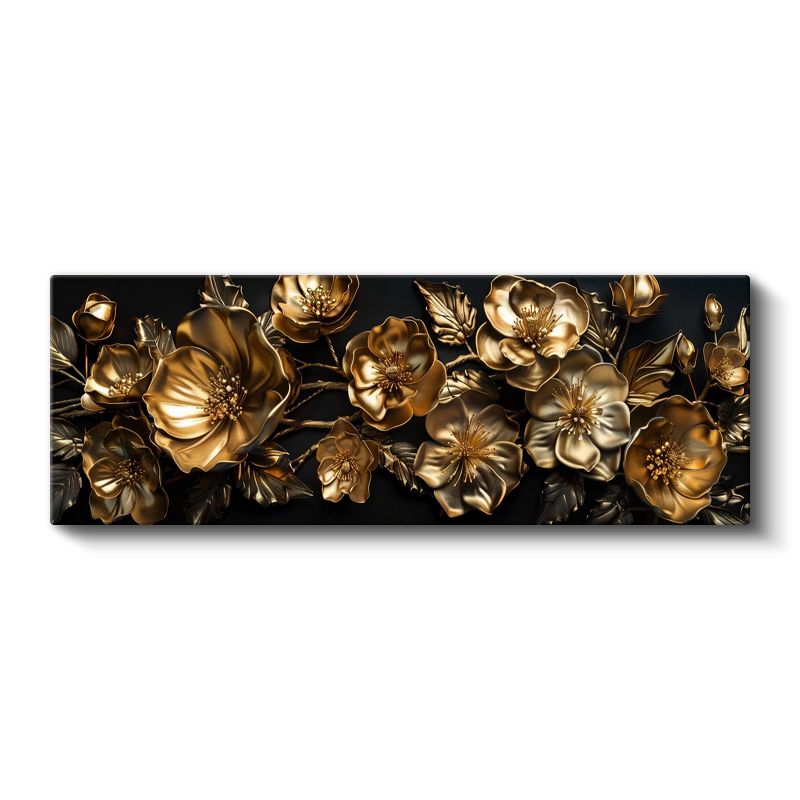 Pembe Kiraz Çiçekleri - Turkuaz Şeritli Modern Tasarım Kanvas Tablo