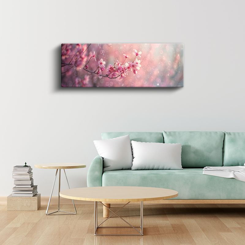 Pembe Kiraz Çiçekleri - Romantik Bahar Dalı Kanvas Tablo