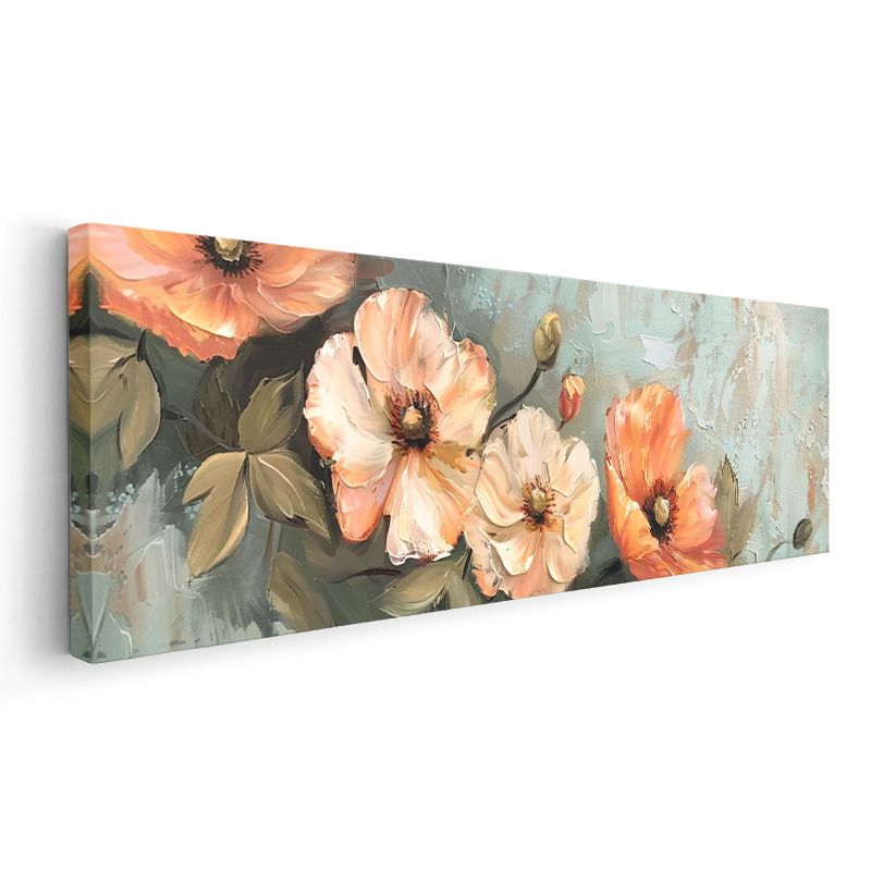 Pastel Gelincikler - Empresyonist Fırça Darbeleriyle Yumuşak Geçişli Kanvas Tablo