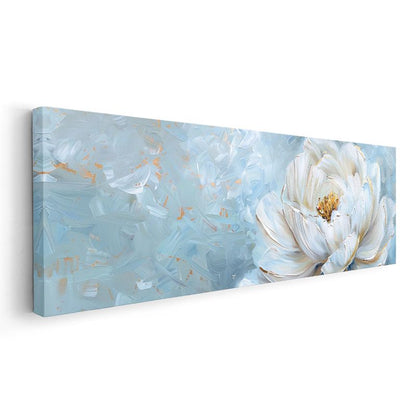 Beyaz Nilüfer - Mavi Tonlarda Minimalist Çiçek Portresi Kanvas Tablo