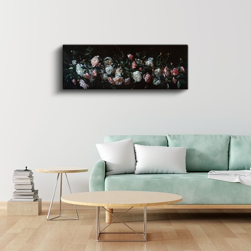 Zarif Güller - Klasik Yağlı Boya Tarzında Pembe ve Beyaz Gül Kompozisyonu Kanvas Tablo