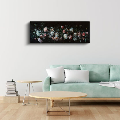 Zarif Güller - Klasik Yağlı Boya Tarzında Pembe ve Beyaz Gül Kompozisyonu Kanvas Tablo