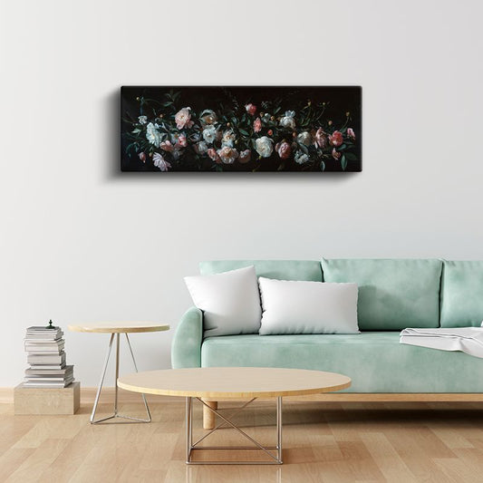 Zarif Güller - Klasik Yağlı Boya Tarzında Pembe ve Beyaz Gül Kompozisyonu Kanvas Tablo