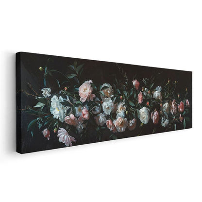 Zarif Güller - Klasik Yağlı Boya Tarzında Pembe ve Beyaz Gül Kompozisyonu Kanvas Tablo