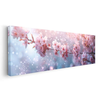Kiraz Çiçekleri - Işık Efektli Romantik Bahar Dalları Kanvas Tablo