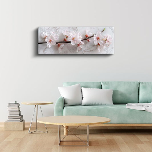 Kiraz Çiçekleri - Zarif Bahar Dalı Minimalist Tasarım Kanvas Tablo
