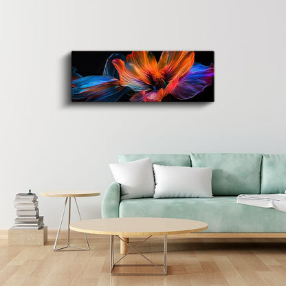 Işıltılı Çiçek - Neon Renkli Dijital Sanat Eseri Çiçek Tasarımı Kanvas Tablo