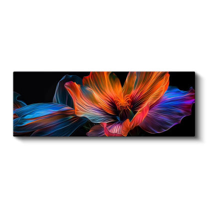 Işıltılı Çiçek - Neon Renkli Dijital Sanat Eseri Çiçek Tasarımı Kanvas Tablo