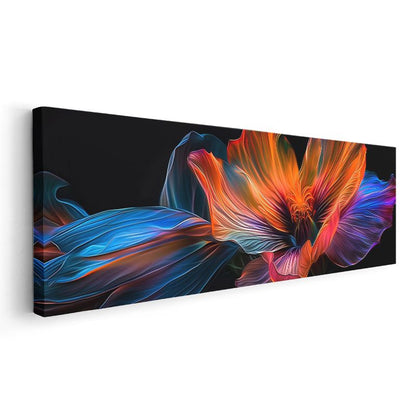 Işıltılı Çiçek - Neon Renkli Dijital Sanat Eseri Çiçek Tasarımı Kanvas Tablo