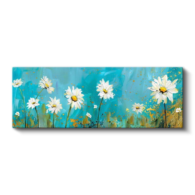 Papatya Tarlası - Mavi Gökyüzü Altında Beyaz Çiçekler Sanatsal Kompozisyon Kanvas Tablo