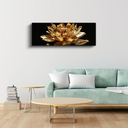 Altın Lotus - Gösterişli Çiçek Detayları Kanvas Tablo