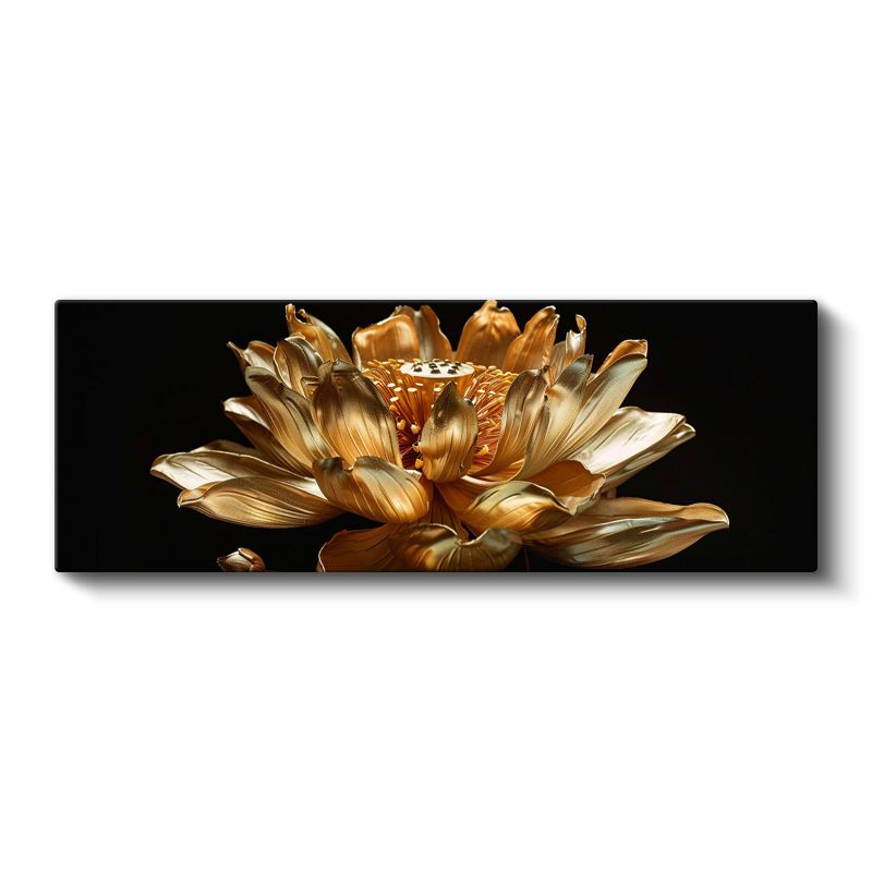 Altın Lotus - Gösterişli Çiçek Detayları Kanvas Tablo