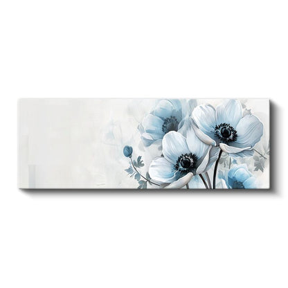 Mavi Anemonlar - Naif Çiçek Deseni Kanvas Tablo