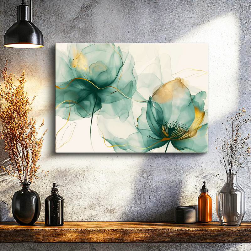 Yatay Kanvas Tablo Soyut Sulu Boya Çiçekler Çiçek Tablosu Ev Ofis Duvar Dekoru